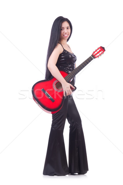 女子 吉他 孤立 白 音樂 舞會 商業照片 © Elnur