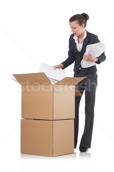 Mulher empresária caixas branco escritório fundo Foto stock © Elnur