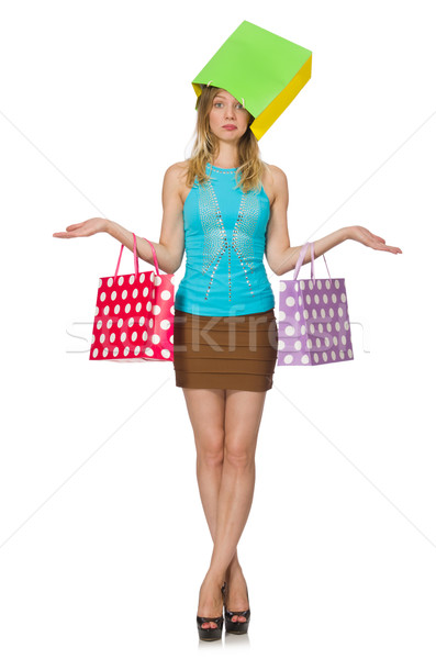 Woman with shopping bags isolated on white Stock photo © Elnur