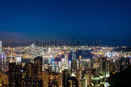 Foto stock: Vista · Hong · Kong · puesta · de · sol · cielo · edificio · ciudad