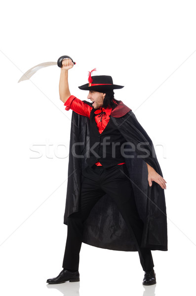 Young man in carnival coat with sword isolated on white Stock photo © Elnur