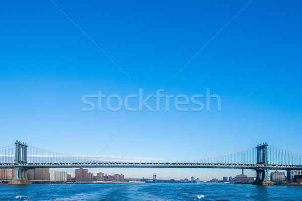 Stockfoto: Manhattan · brug · zomer · dag · stad · Blauw