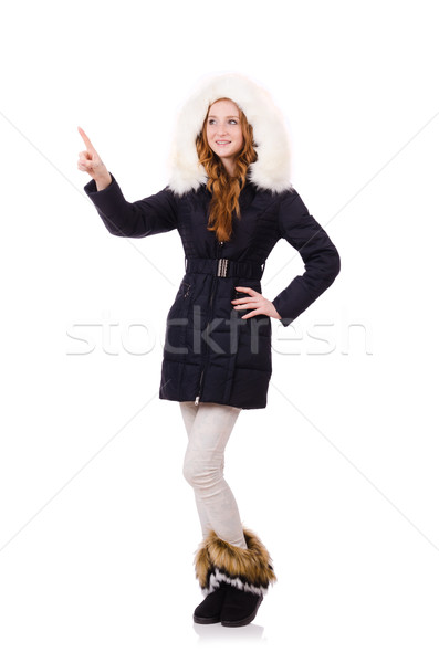 Pretty girl in warm clothes isolated on white Stock photo © Elnur