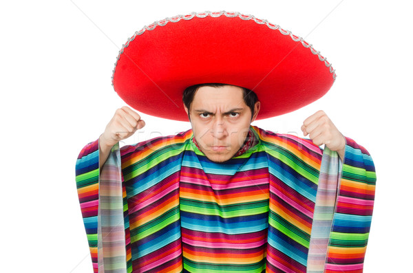 Funny mexican wearing poncho isolated on white Stock photo © Elnur