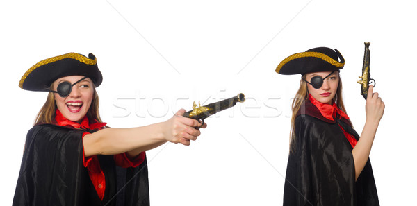 Woman pirate in various concepts on white Stock photo © Elnur