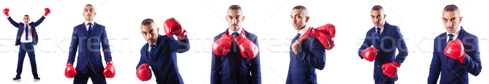 Handsome businessman with boxing gloves Stock photo © Elnur