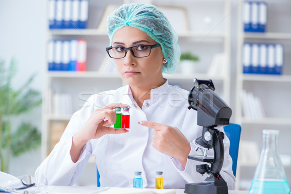 Female scientist researcher conducting an experiment in a labora Stock photo © Elnur