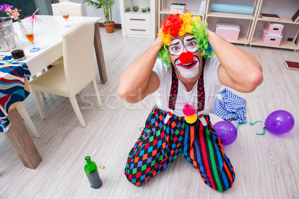 The drunk clown celebrating having a party at home Stock photo © Elnur