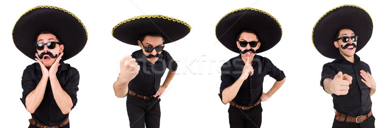 Stockfoto: Grappig · man · Mexicaanse · sombrero · hoed