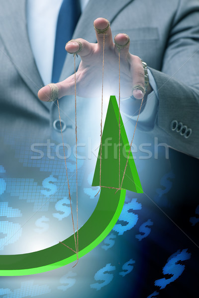 Stock photo: Hand supporting the growth chart line