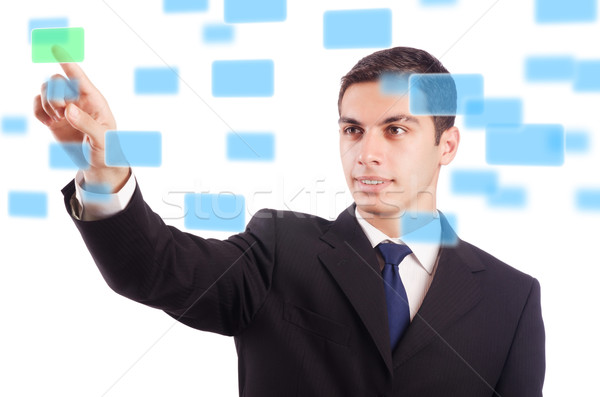 Foto stock: Jovem · empresário · virtual · botões · negócio