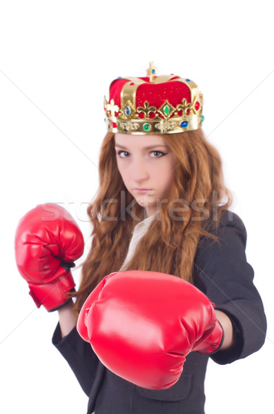 Királynő boxoló üzletasszony izolált fehér üzlet Stock fotó © Elnur
