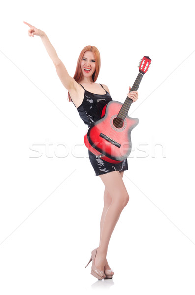 Weiblichen Gitarre Darsteller isoliert weiß Musik Stock foto © Elnur