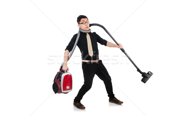 Man with vacuum cleaner isolated on white Stock photo © Elnur