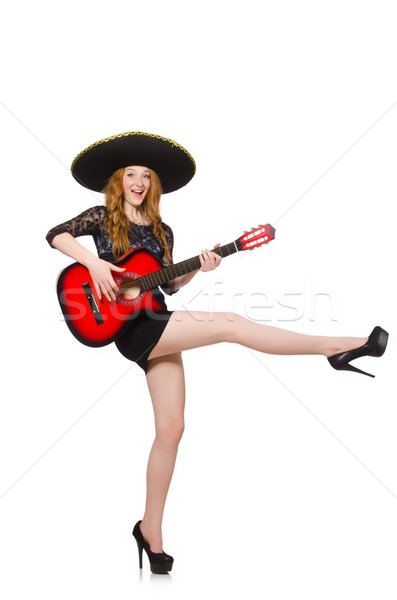Woman in sombrero hat with guitar Stock photo © Elnur