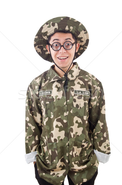 Funny żołnierz odizolowany biały człowiek tle Zdjęcia stock © Elnur