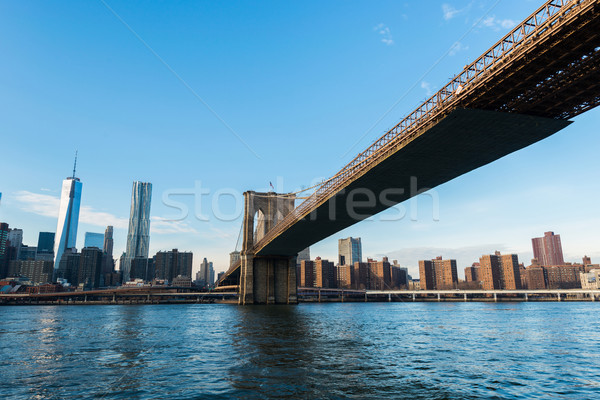 Brooklyn bridge in New York on bright summer day Stock photo © Elnur