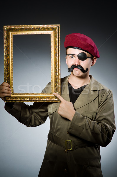 Funny żołnierz wojskowych człowiek zabawy vintage Zdjęcia stock © Elnur