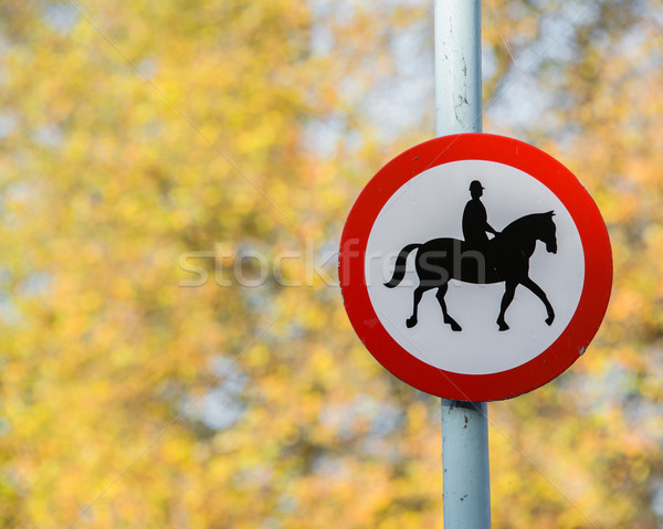 Road sign with horse patrol icon Stock photo © Elnur