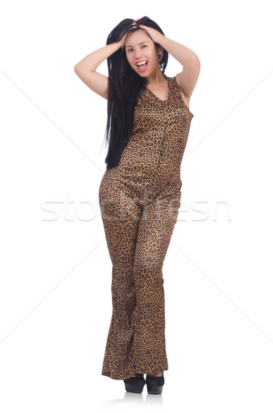 Young model in leopard prints suit isolated on white Stock photo © Elnur