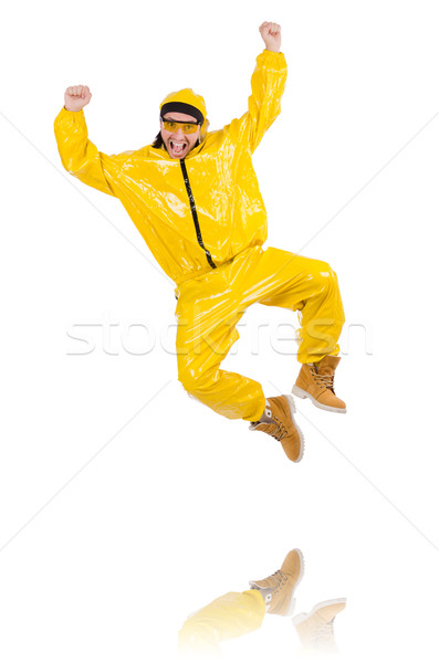 Stock photo: Modern dancer in yellow dress isolated on white