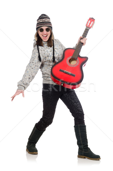 Jeunes optimiste fille guitare isolé [[stock_photo]] © Elnur