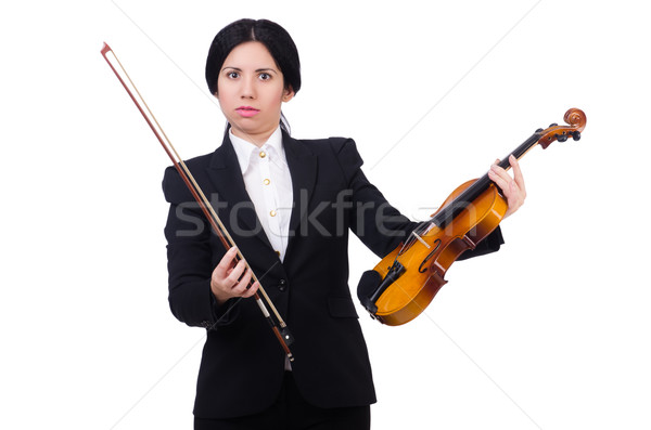 Woman with violin isolated on the white Stock photo © Elnur