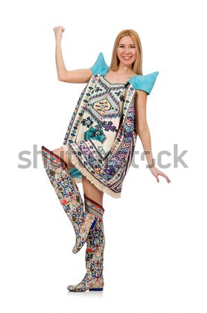 Woman in dress with oriental prints isolated on white Stock photo © Elnur