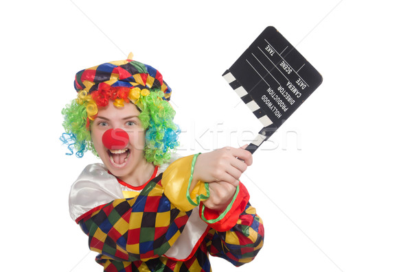 Clown with movie clapper isolated on white Stock photo © Elnur