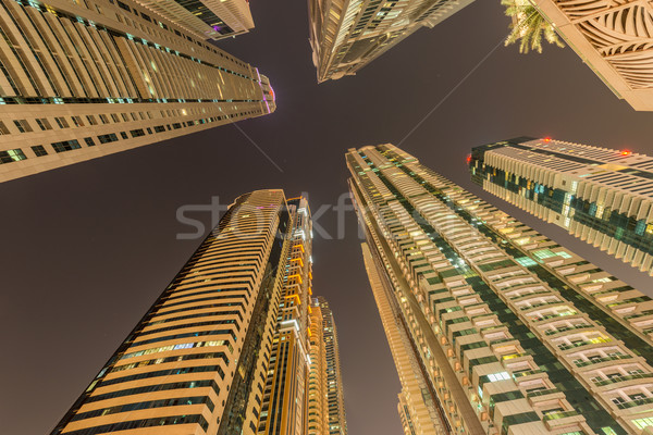 Gratte-ciel Dubaï nuit bâtiment ville construction Photo stock © Elnur