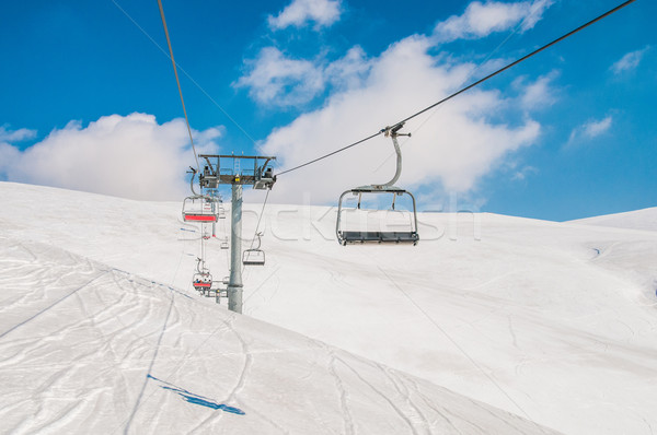 Stock photo: Ski lifts durings bright winter day