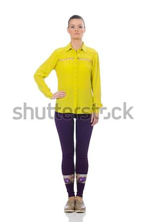 Caucazian model violet pantaloni galben bluza Imagine de stoc © Elnur