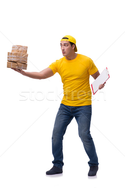 Man delivering christmas present isolated on white Stock photo © Elnur