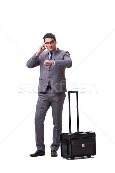 Young man during business travel isolated on white Stock photo © Elnur