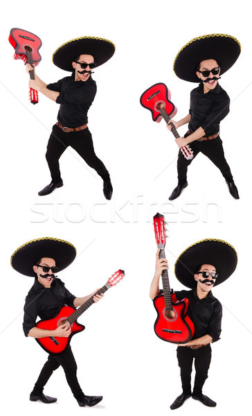 Funny mexican Sombrero hat Mann rock Stock foto © Elnur