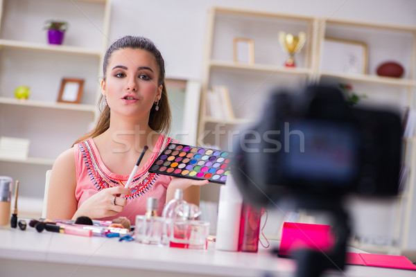 Beauty fashion blogger recording video for blog Stock photo © Elnur