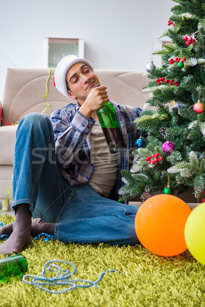 男 二日酔い クリスマス パーティ ガラス 楽しい ストックフォト © Elnur
