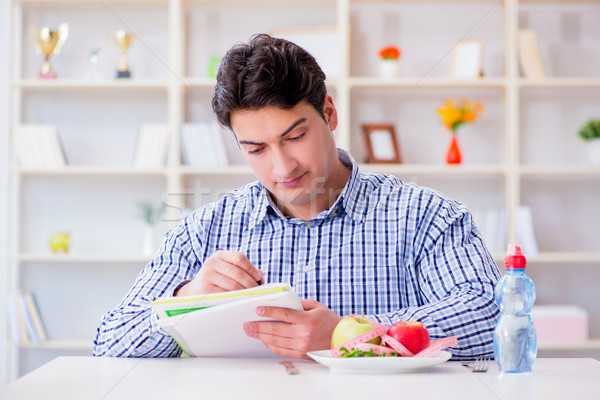 Stockfoto: Man · speciaal · dieet · appel · vruchten