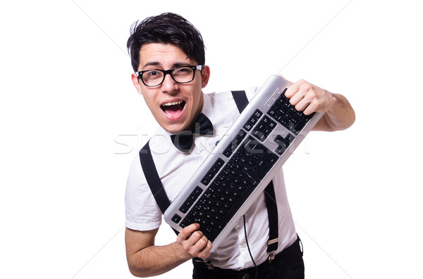 Funny computer geek isolated on white Stock photo © Elnur