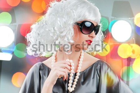 Funny mujer bonita gafas de sol aislado blanco mujer Foto stock © Elnur