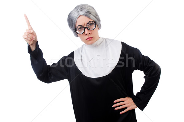 Comic nun isolated on white Stock photo © Elnur