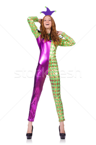 Woman wearing clown costume isolated on white Stock photo © Elnur