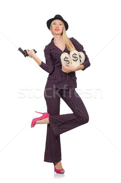 Vrouw gangster pistool vintage business meisje Stockfoto © Elnur