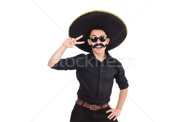 Stock fotó: Vicces · férfi · visel · mexikói · szombréró · kalap