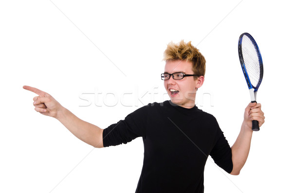 Funny tennis player isolated on white Stock photo © Elnur