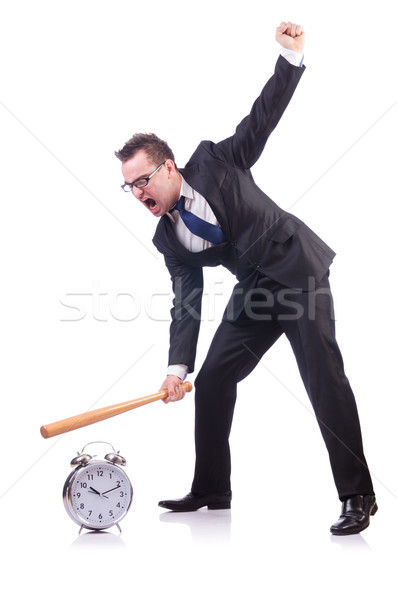Man hitting the clock with baseball bat isolated on the white Stock photo © Elnur