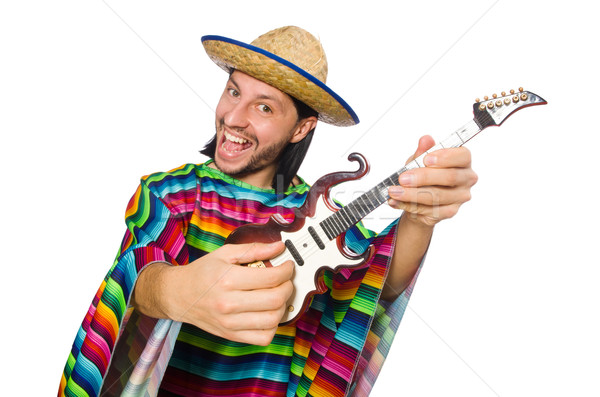 Foto stock: Mexicano · guitarra · isolado · branco