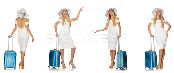 Mujer maleta aislado blanco negocios Foto stock © Elnur