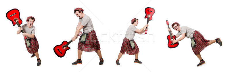 Scotsman playing guitar isolated on white Stock photo © Elnur