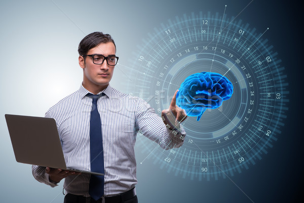 Empresario inteligencia artificial negocios ordenador red cerebro Foto stock © Elnur